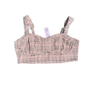 New XXL pink Chic Tweed Boucel Crop Top